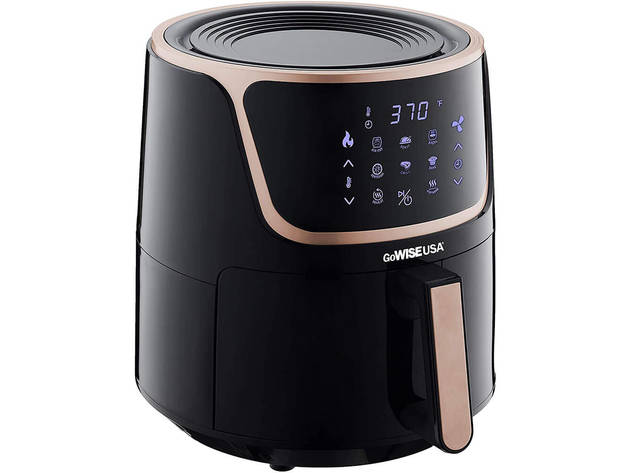 GoWISE GW22955 7-Quart Electric Air Fryer with Dehydrator & 3 Stackable Racks - Black/Copper
