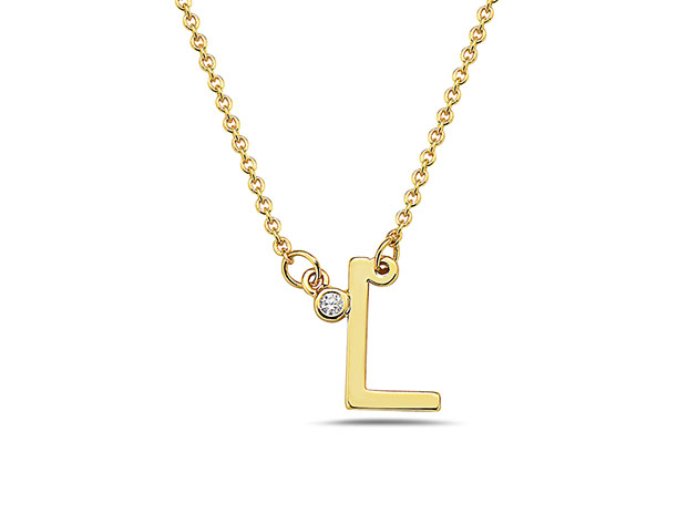 18K Gold-Plated CZ Initial Necklace (L 