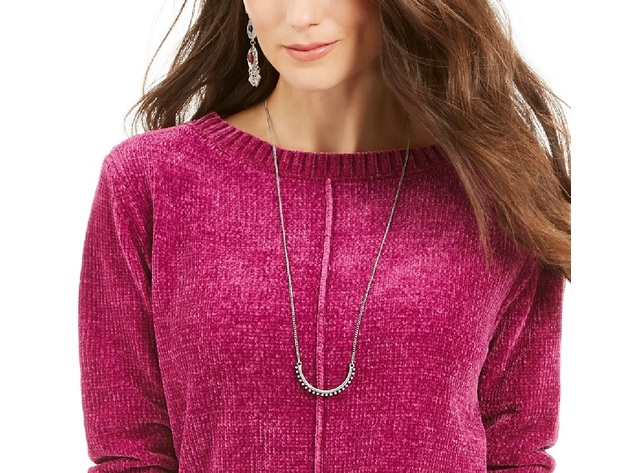 Style & Co Women's Chenille Pullover Sweater Pink Size Medium