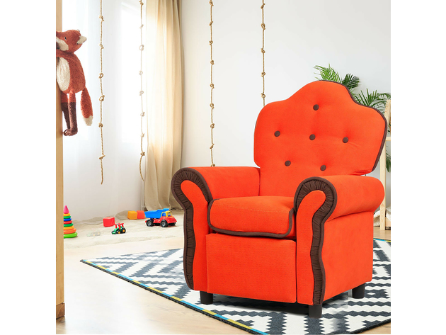 Children Recliner Kids Sofa Chair Couch Living Room Furniture Orange