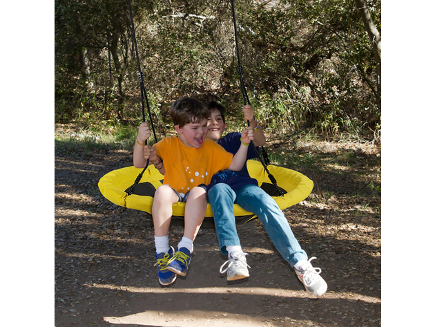 Costway 40'' Flying Saucer Round Tree Swing Kids Outdoor Play Set Gift w/Adjustable Ropes - Yellow/Black