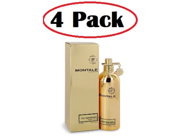 4 Pack of Montale Aoud Queen Roses by Montale Eau De Parfum Spray (Unisex) 3.4 oz