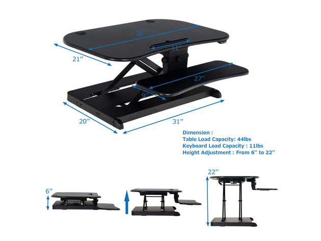 Costway Electric Standing Desk Height Adjustable Tabletop Sit To Stand Riser Monitor New