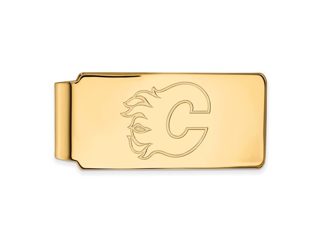 10k Yellow Gold NHL Calgary Flames Money Clip