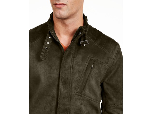 INC International Concepts Men's Faux Suede Jacket Black Size 2 Extra Large