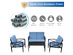 Costway 8 Piece Patio Furniture Set Aluminum Frame Cushioned Sofa Chair Coffee Table Blue