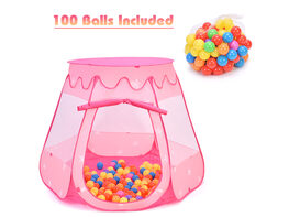 Costway Kid Outdoor Indoor Princess Play Tent Playhouse Ball Tent Toddler Toys w/ 100 Balls - Pink