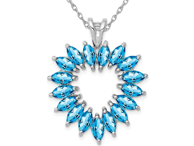 1.70 Carat (ctw) Swiss Blue Topaz Heart Pendant Necklace in Sterling Silver