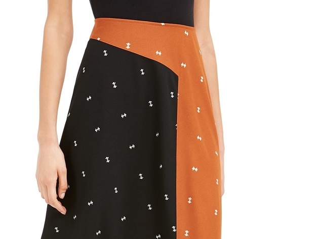 Alfani Women's Asymmetrical Twin-Print Skirt Brown Size 8