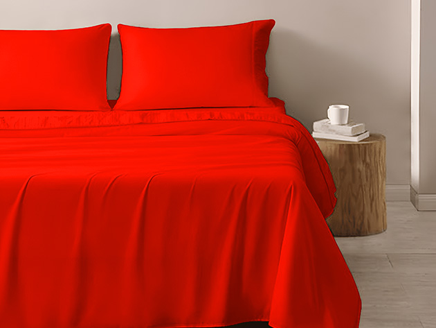 4-Piece Microfiber Sheet Set (Red/Queen)