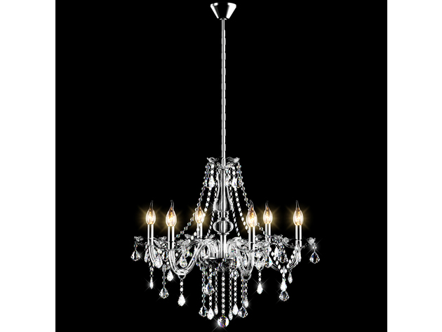 Costway Elegant Crystal Chandelier Modern 6 Ceiling Light Lamp Pendant Fixture Lighting - Transparent
