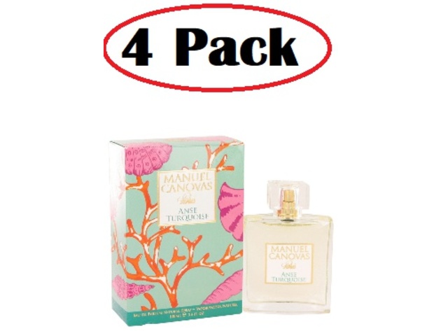 4 Pack of Anse Turquoise by Manuel Canovas Eau De Parfum Spray 3.4 oz