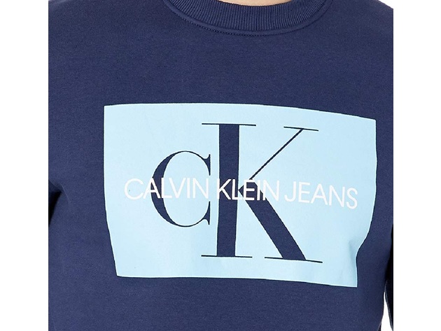 Calvin Klein Men's Monogram Logo Crew Neck Sweatshirt Blue Size 2 Extra  Large