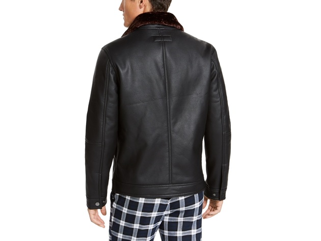 Inc faux on sale leather jacket mens