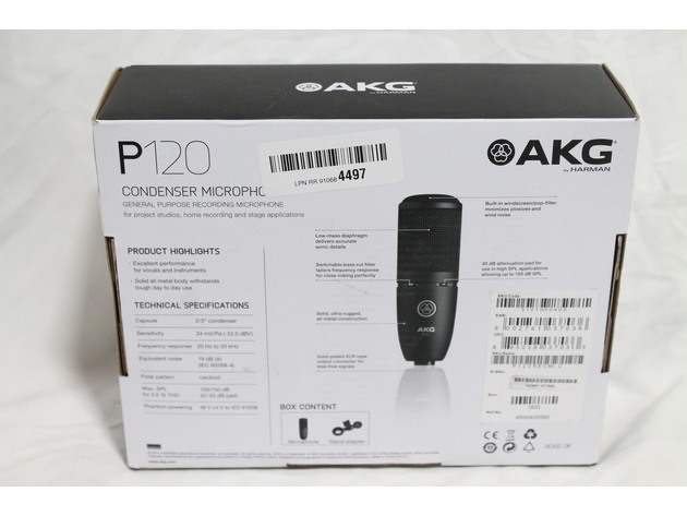 AKG P120 High-Performance Audio 20Hz-20kHz General Purpose Recording Microphone (Refurbished, Open Retail Box)