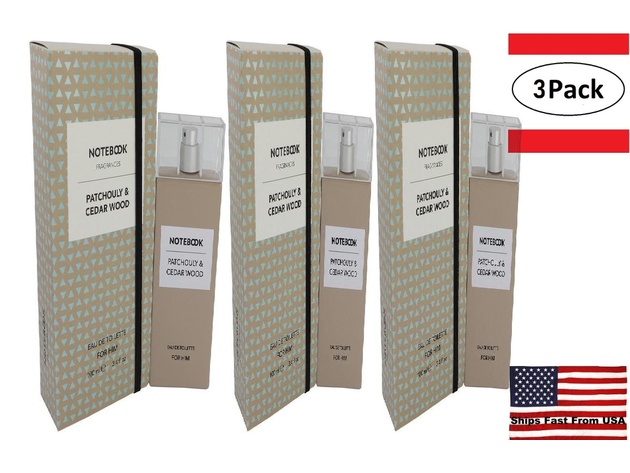 3 Pack Notebook Patchouly & Cedar Wood by Selectiva SPA Eau De Toilette Spray 3.4 oz for Men