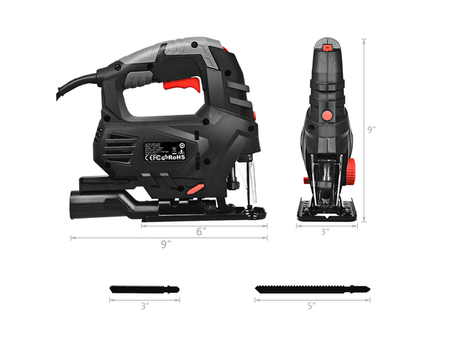 Ultimate Force 800W Electric Orbital Laser Jigsaw 5 Variable Speeds Woodwork Cutting w/6 Blades