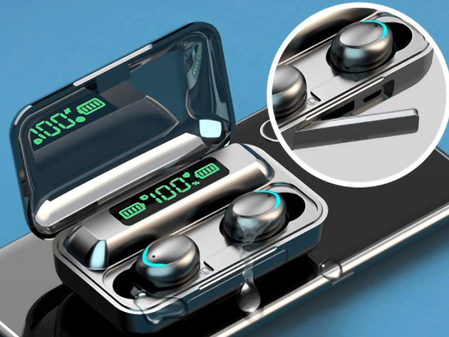 Flux 7 TWS Earbuds with Wireless Charging Case & Power Bank (Black)