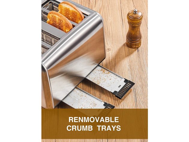 Retro Toaster, 4 Extra-Wide Slots, Removal Crumb Tray