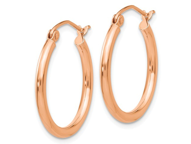 Hoop Earrings in 14K Rose Pink Gold 3/4 Inch (2.00 mm) | StackSocial