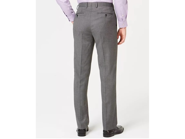 Ryan Seacrest Distinction Men's Ultimate Moves Modern-Fit Stretch Black/White Birdseye Suit Pants  Black Size 30X32