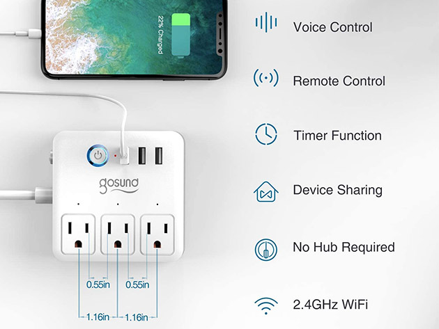 Smart Power Strip with Surge Protector (White)