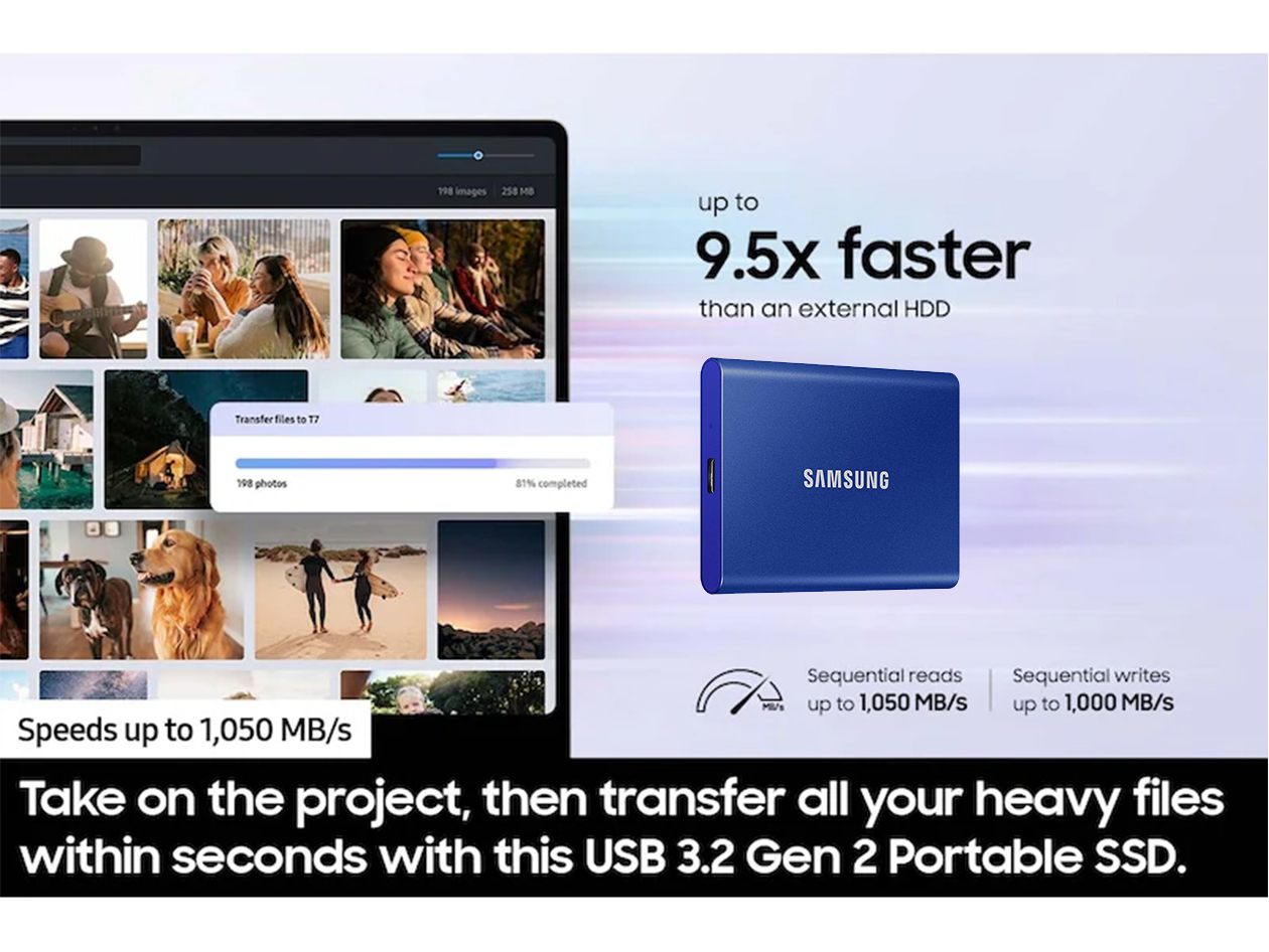 Samsung T7 1TB Portable SSD (Blue)