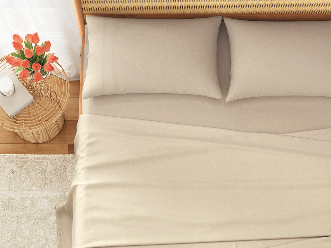 4-Piece Pre-Washed Microfiber Sheet Set (Natural/King)