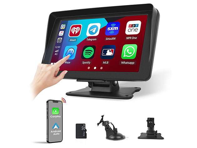 7" Wireless Car Display with Apple CarPlay/Android Auto Compatibility & Phone Mirroring