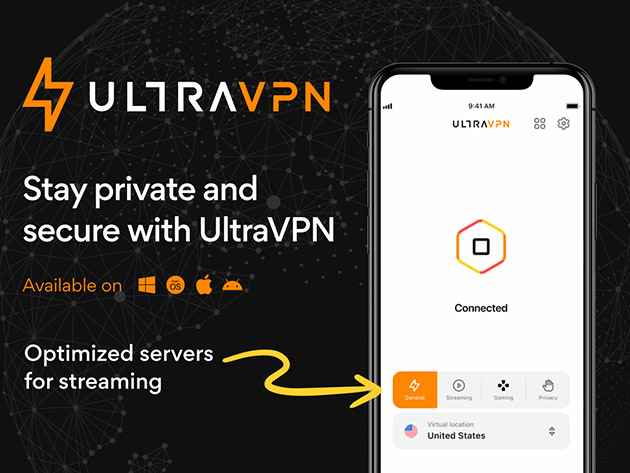 UltraVPN Secure USA VPN Proxy: 3 Year Subscription + Free Antivirus for 30 Days