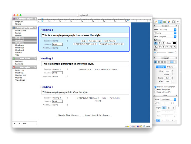 nisus writer pro remove table of contents