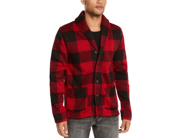Levi's Men's Trouss Regular-Fit Buffalo Plaid Cardigan Red Size Large