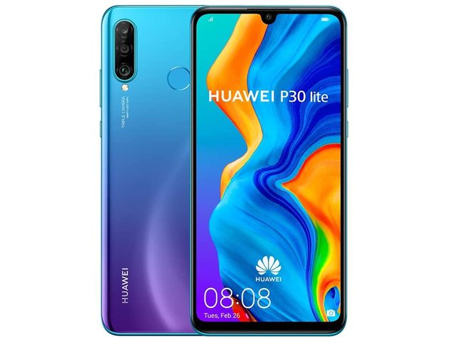 Huawei P30 Lite 128GB/4GB 6.15" Dual SIM GSM Unlocked Smartphone, Peacock Blue (Refurbished)