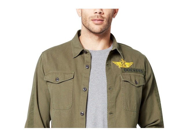 Dockers Men's Military Shirt Jacket Green Size Medium