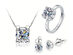 4-Piece Minimalist Moissanite Jewelry Gift Set with Adjustable Ring (White)