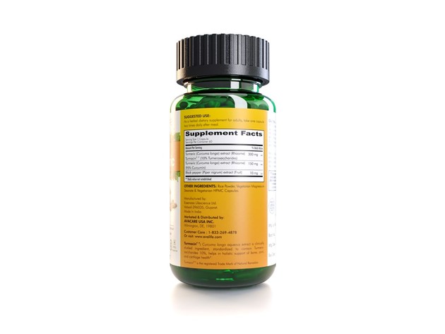 Avalife Full Spectrum Turmeric - High Potency Natural Antioxidants Curcumin Supplements for Men & Women - 60 Capsules