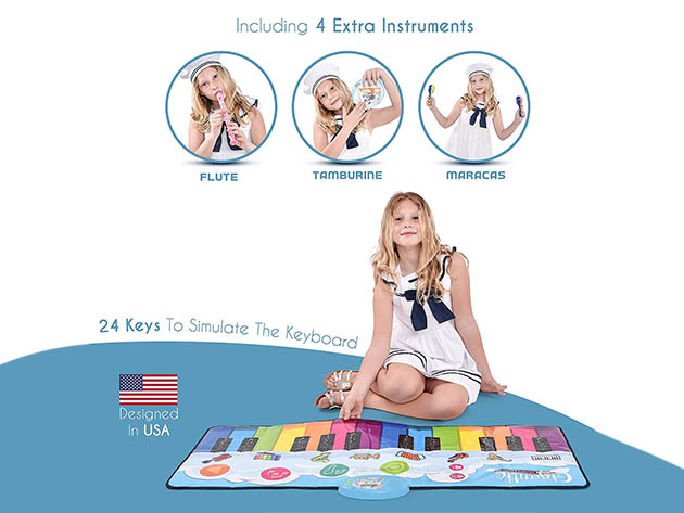 Large 4Ft Portable Floor Piano Play Mat for Kids