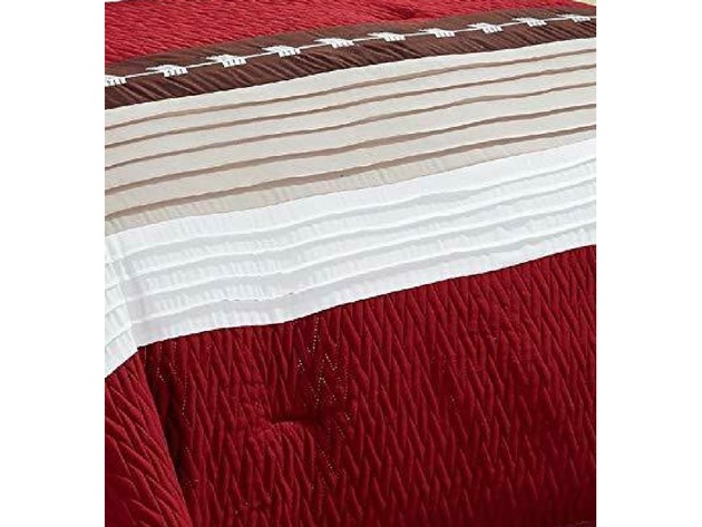 Luxury 7 Piece Bed in Bag Comforter Set Burgundy  Cal King