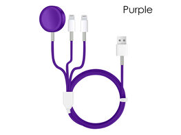 3-in-1 Apple Watch AirPods & iPhone Lightning Charging Cable (Purple)