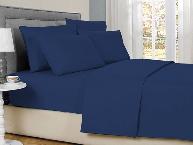 6-Piece Bamboo-Blend Comfort Luxury Sheet Set (Navy/Queen) | Joyus