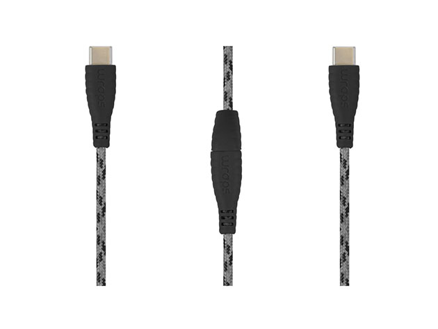 WRAPS Wearable Charge & Sync Cable (USB-C to USB-C, Black)