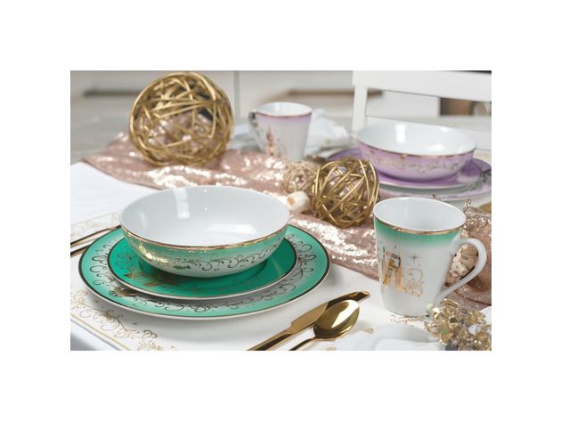 Robe Factory LLC Disney Themed Ceramic Dinnerware Set Collection 2 (Plates, Bowls, Mugs), 16 Pieces (New Open Box)