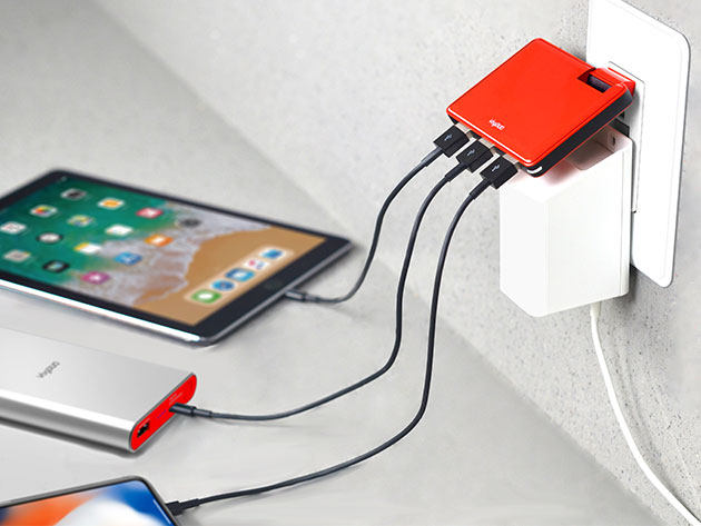 VogDUO Triple-USB Travel Wall Charger (Red)