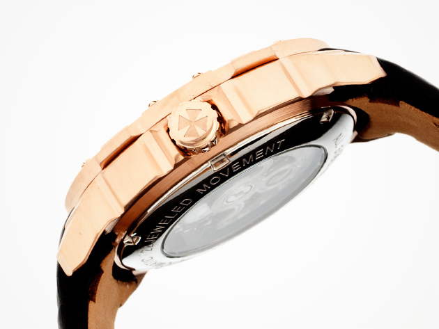 Heritor Carter Leather Watch (Rose Gold)