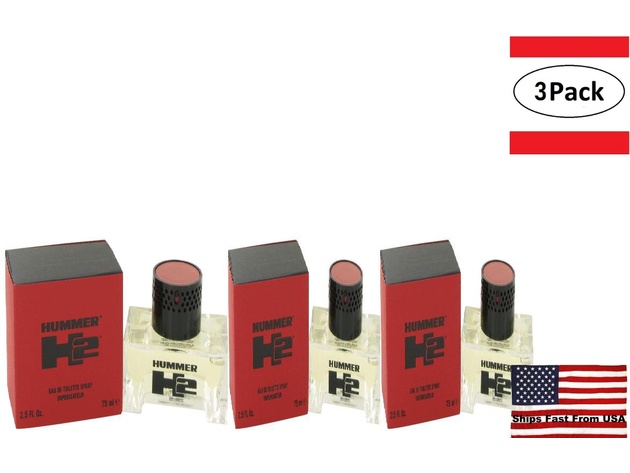 3 Pack Hummer H2 by Hummer Eau De Toilette Spray 2.5 oz for Men