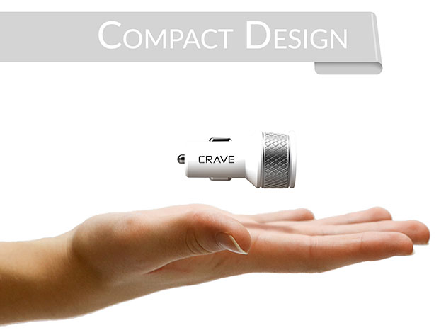 Crave DualHub USB Car Charger Adapter (White)