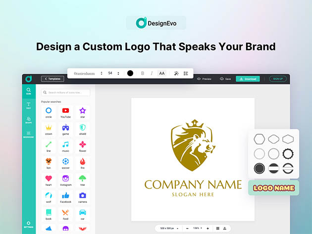 DesignEvo: 10 Premium Custom Professionally Designed Logos with Lifetime Support