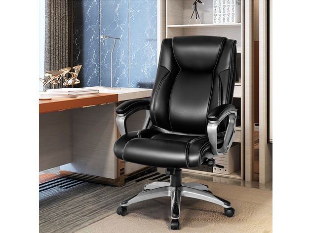 Costway Big & Tall Office Chai Ergonomic Swivel Chair w/ Lumbar Support - Black