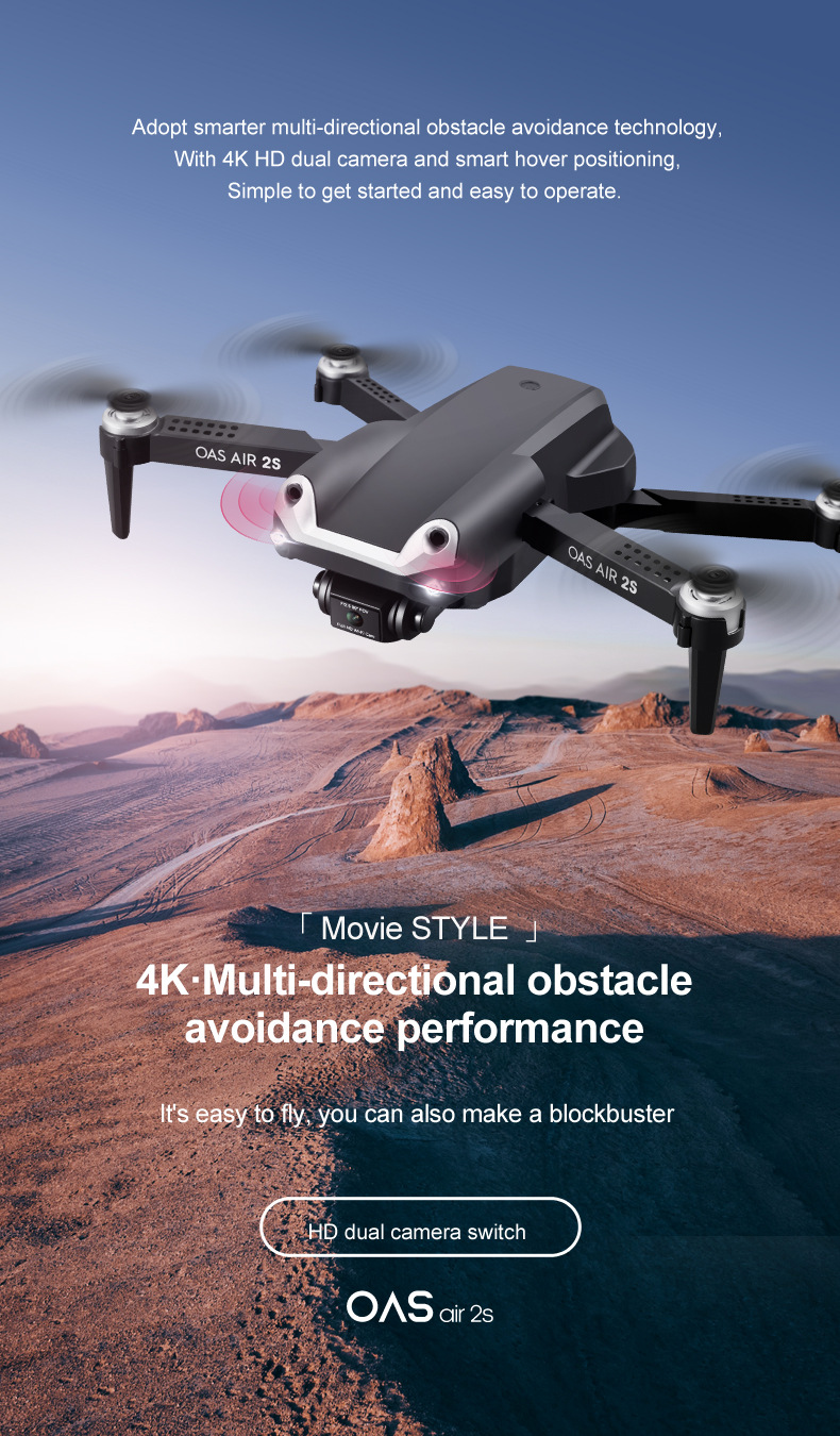 ProVision Foldable 4K HD Camera Drone with Gesture Control & 2 Batteries (Grey)