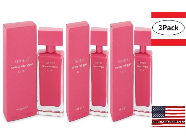 3 Pack Narciso Rodriguez Fleur Musc by Narciso Rodriguez Eau De Parfum Spray 1.6 oz for Women